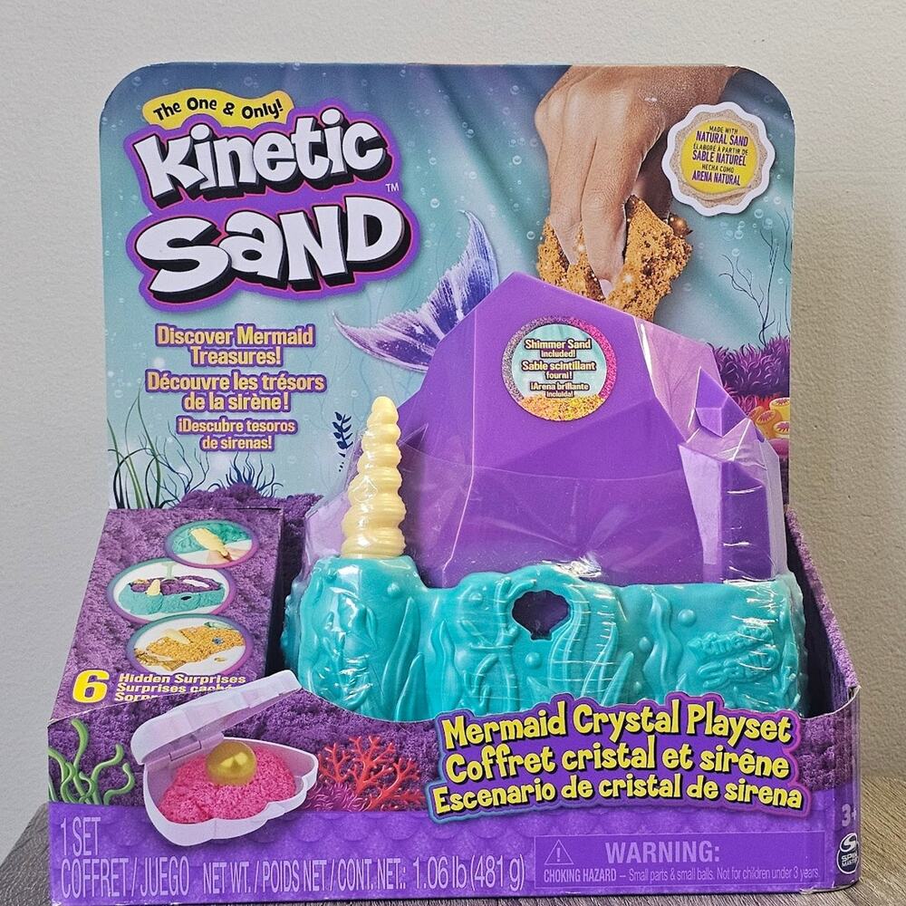 Kinetic Sand, Mermaid Crystal Playset, with Tools and Storage NWT